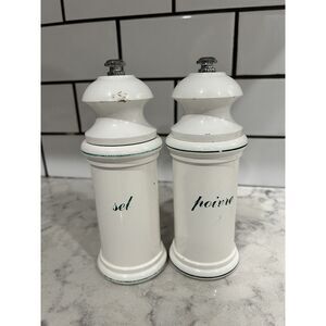 Banton By Vic Firth Ceramic Salt & Pepper Mill USA 7" White RARE VINTAGE